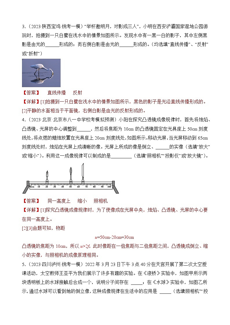 中考物理三轮冲刺易错题精练专题13 光学填空题（解析版）第2页