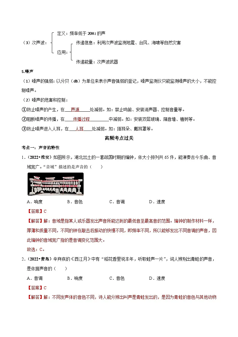 中考物理二轮复习重难点精讲精练专题01 声现象（解析版）第2页