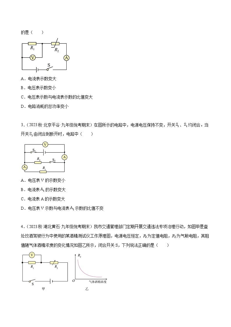 中考物理二轮复习考点针对性训练专题04 欧姆定律之动态电路分析（原卷版）第3页