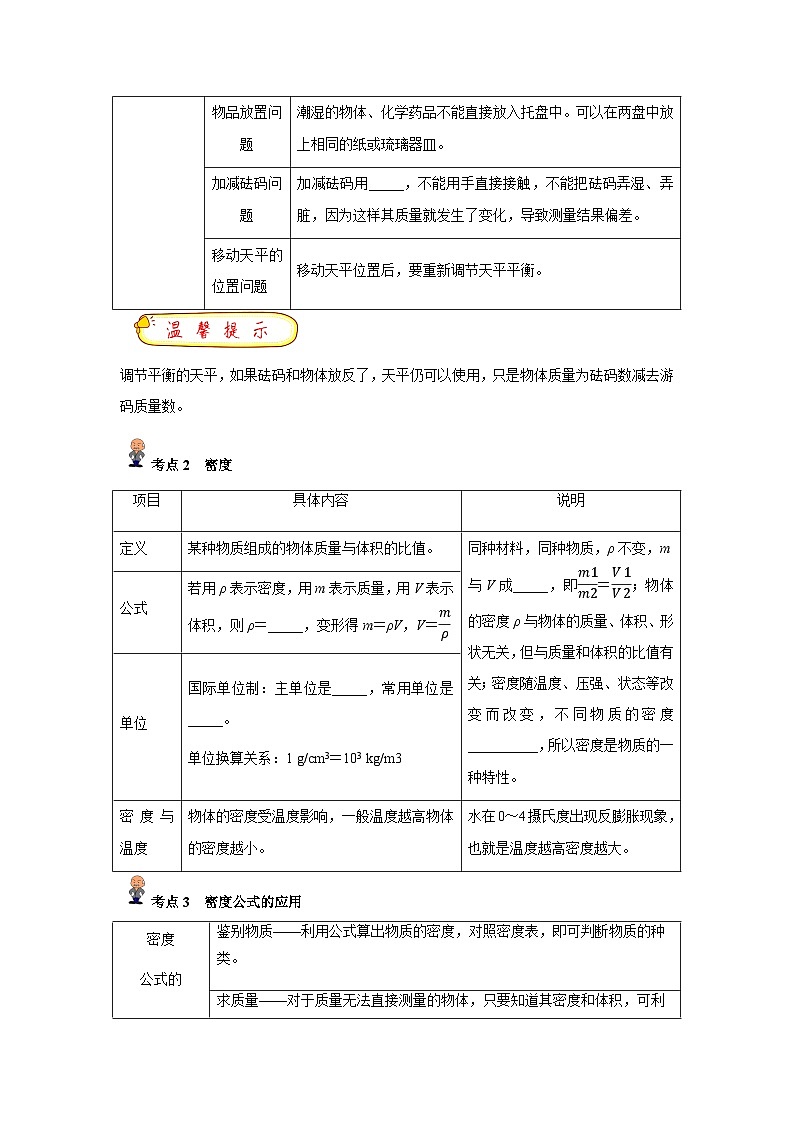 中考物理一轮复习考点精练（基础+提升）专题07 质量与密度(原卷版)第2页