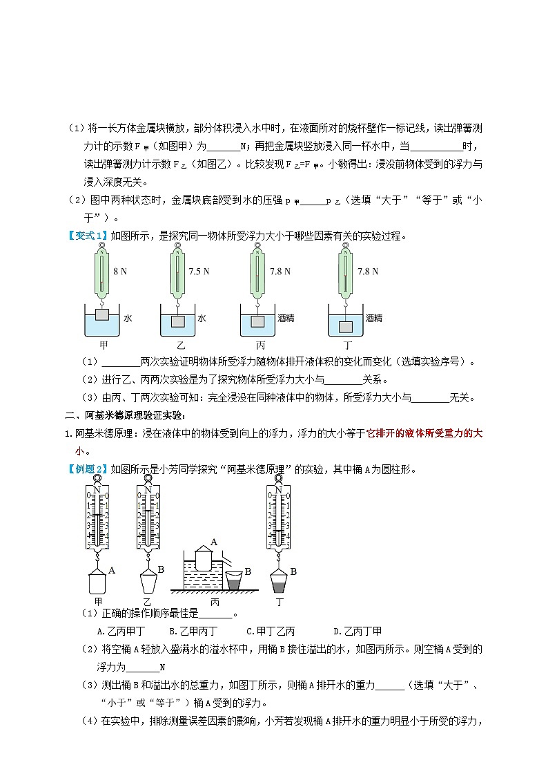 中考物理一轮复习考点复习专题26浮力实验（知识点复习+例题讲解+过关练习） （原卷版）第2页