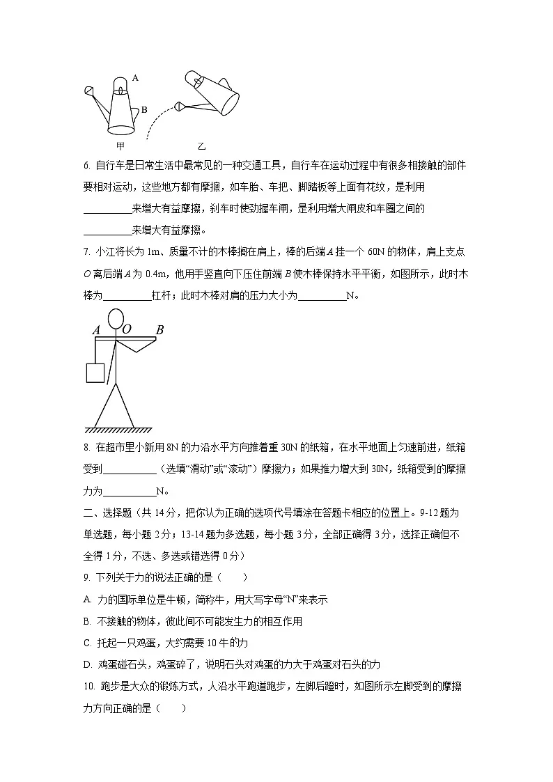 江西省九江市2024-2025学年八年级下学期第一次月考物理试卷（学生版）第2页