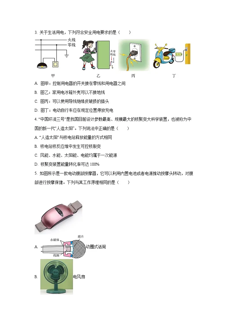 河北省廊坊市固安县2024-2025学年九年级下学期期中物理试卷（学生版）第2页
