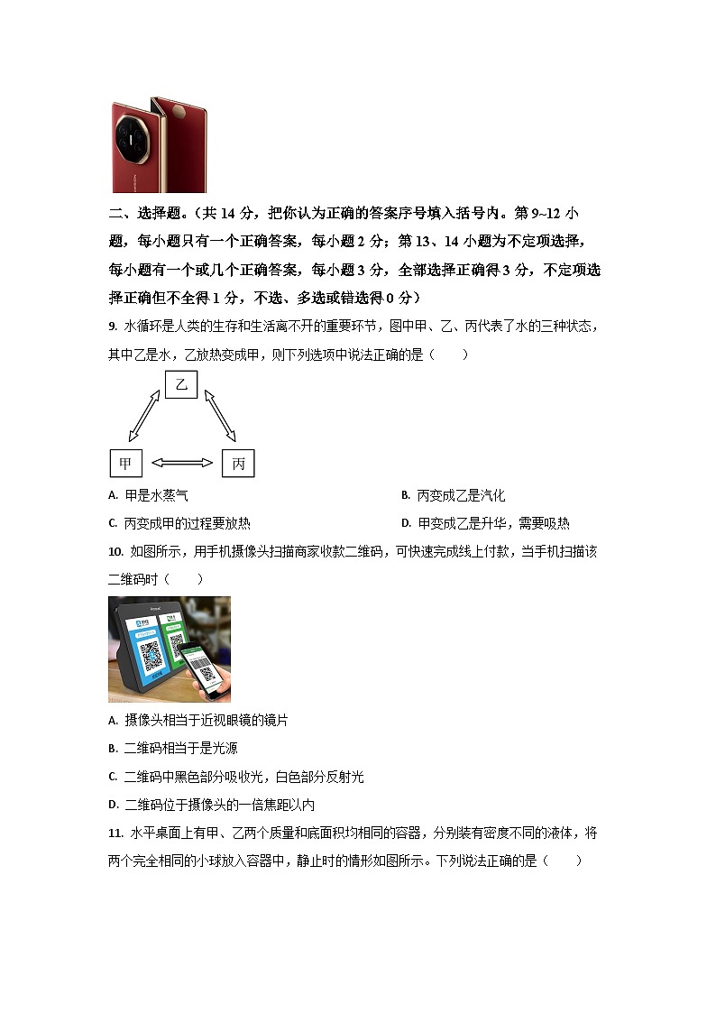 2025年江西省赣州市瑞金区中考一模物理试卷（学生版）第3页