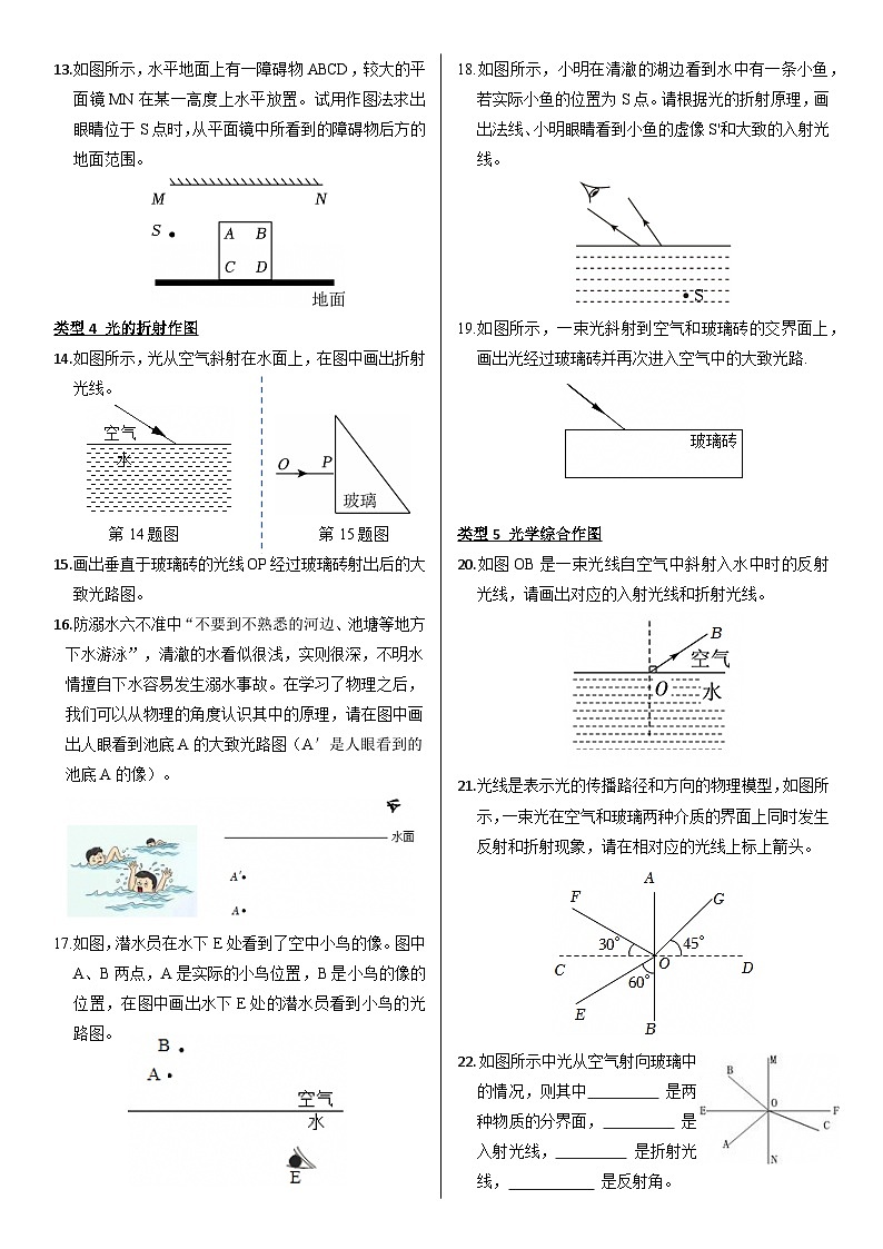 小专题2 光学作图（一）【精品练习】物理沪科版2024八年级全一册（含解析）第2页