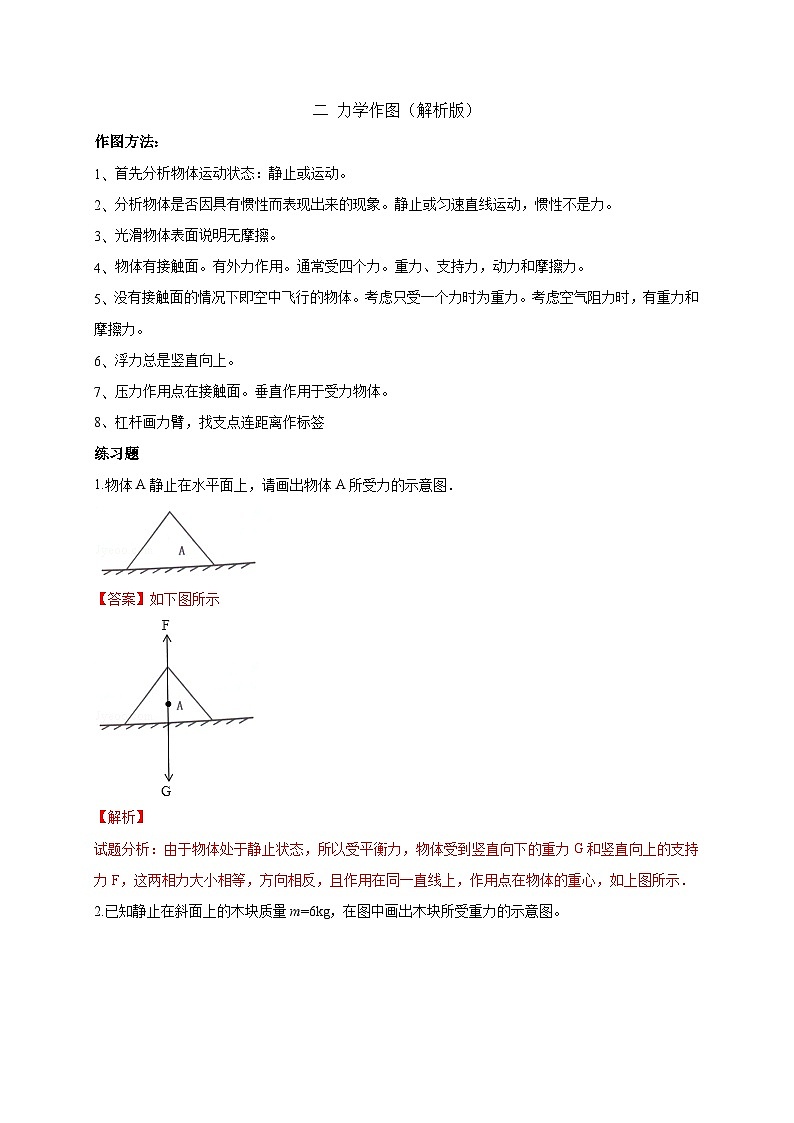 中考物理二轮专题复习力学作图题（解析版）第1页