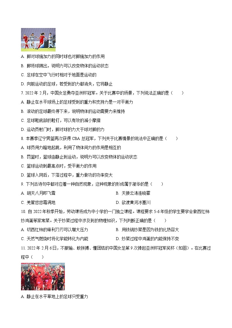 中考物理三轮冲刺练习专题06 物理与其他学科渗透问题（原卷版）第2页
