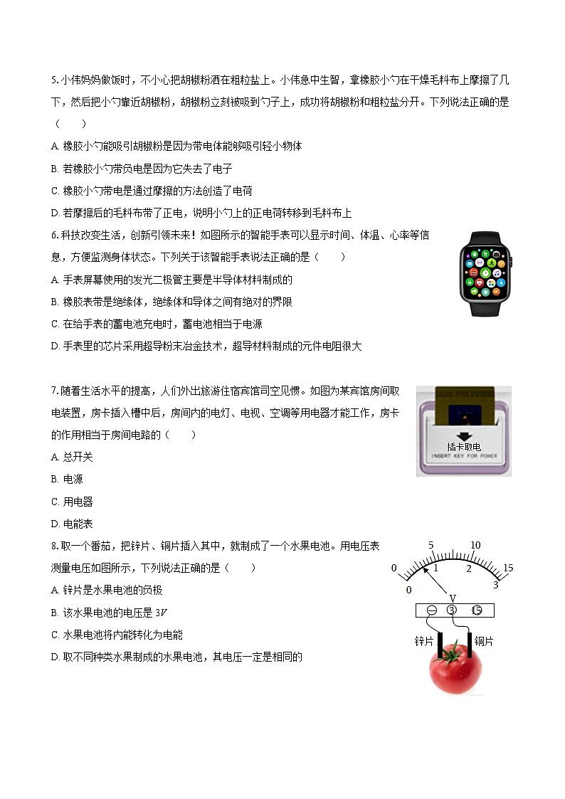 2025-2026学年湖南省株洲市天元区九年级（上）期中物理试卷-自定义类型第2页