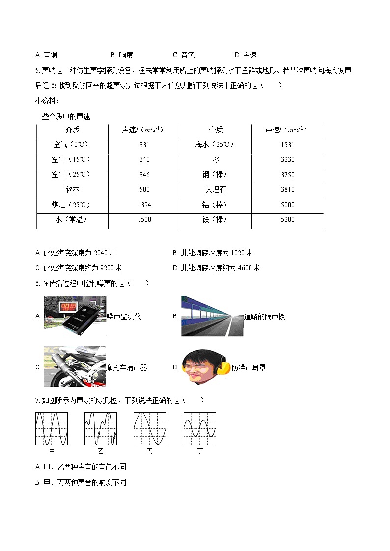 2025-2026学年山东省日照市日照港中学七年级（上）期中物理试卷-自定义类型第2页