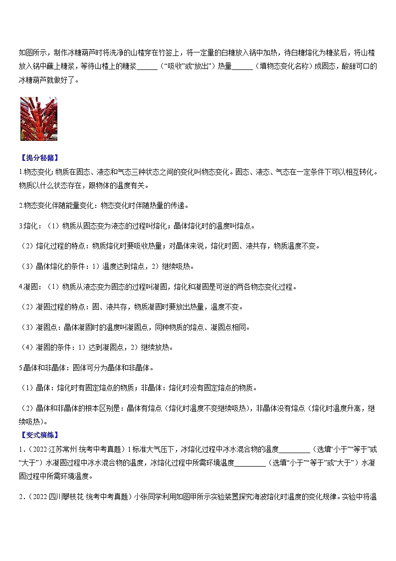中考物理二轮复习题型归纳与变式演练专题02 物态变化（原卷版）第3页