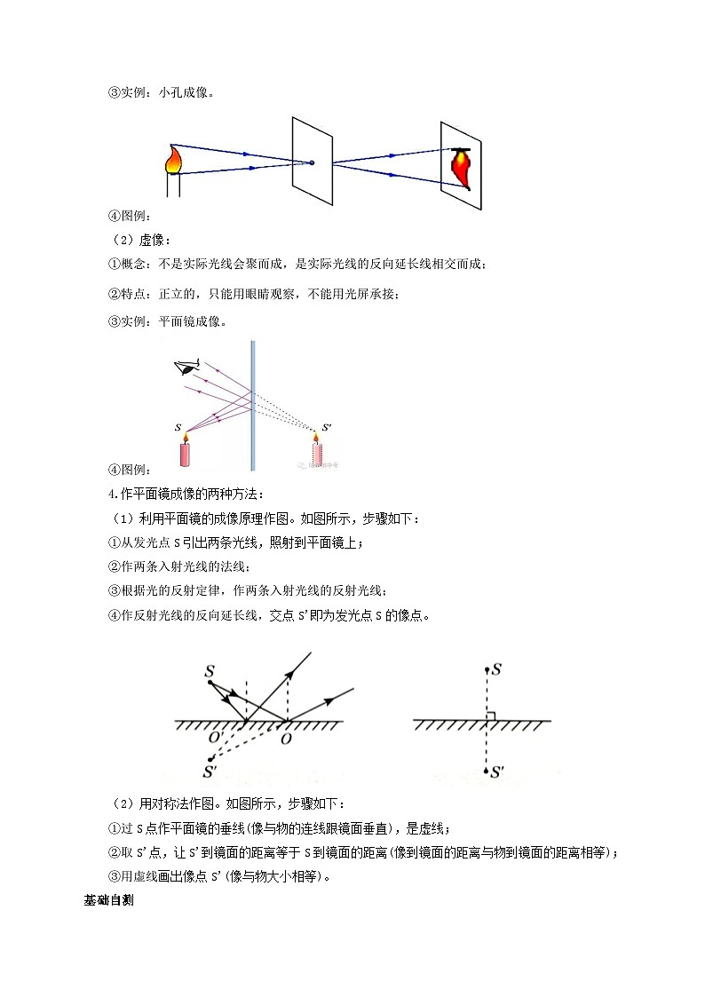 （人教版）八年级物理上册同步考点讲与练第3节  平面镜成像（双基过关+考点突破）（原卷版）第3页