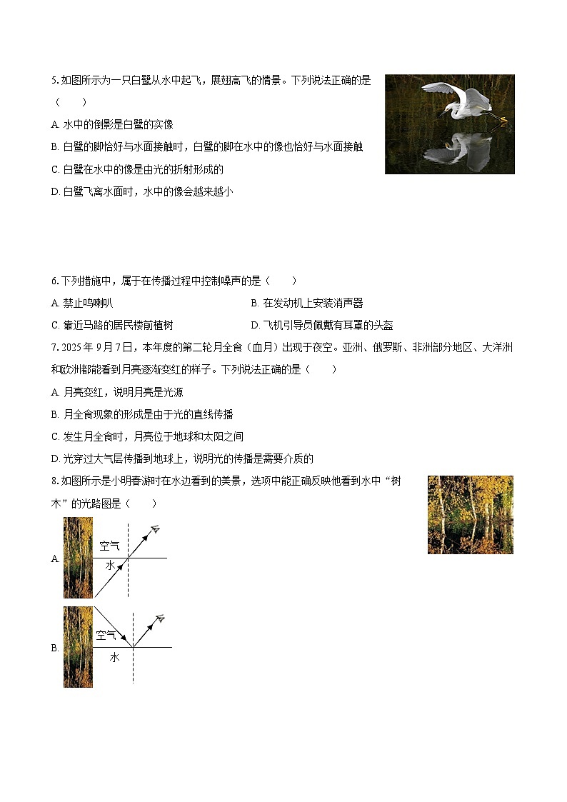 2025-2026学年江苏省徐州市东苑中学八年级（上）期中物理试卷-自定义类型第2页
