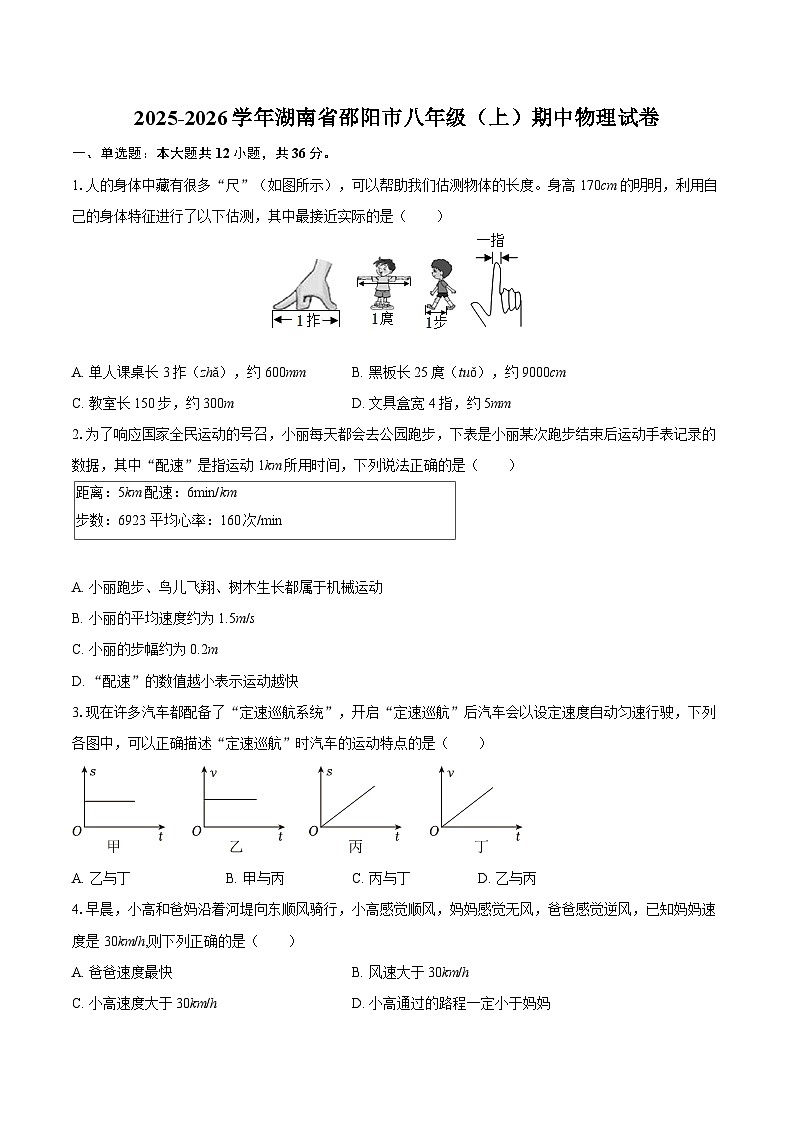 2025-2026学年湖南省邵阳市八年级（上）期中物理试卷-自定义类型第1页