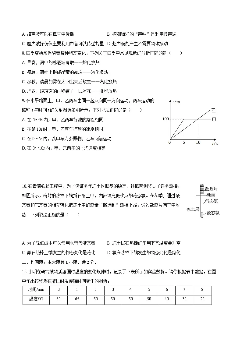 2025-2026学年山西省大同市平城区八年级（上）期中物理试卷-自定义类型第2页
