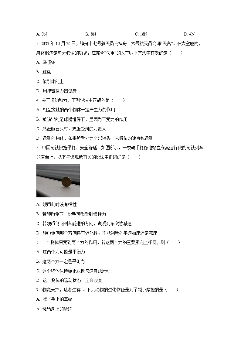 山东省滨州市博兴县2024-2025学年八年级下学期期中考试物理试卷（学生版）第2页