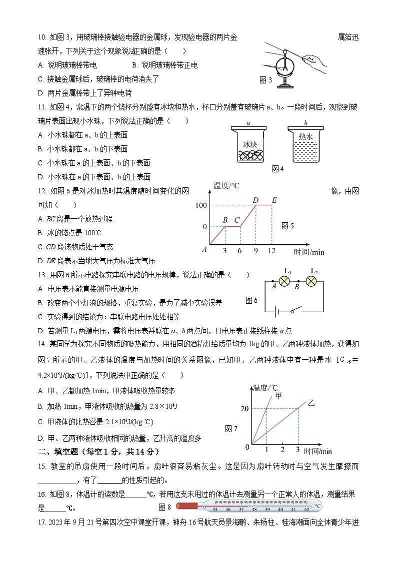 福建省漳州市诏安片区九年级上学期期中考试物理试题-A4第2页