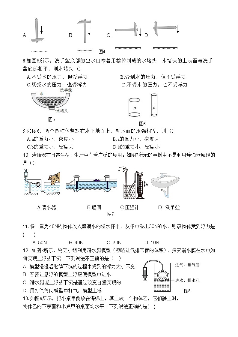 福建省漳州市诏安八年级下学期期中考试物理试题-A4第2页