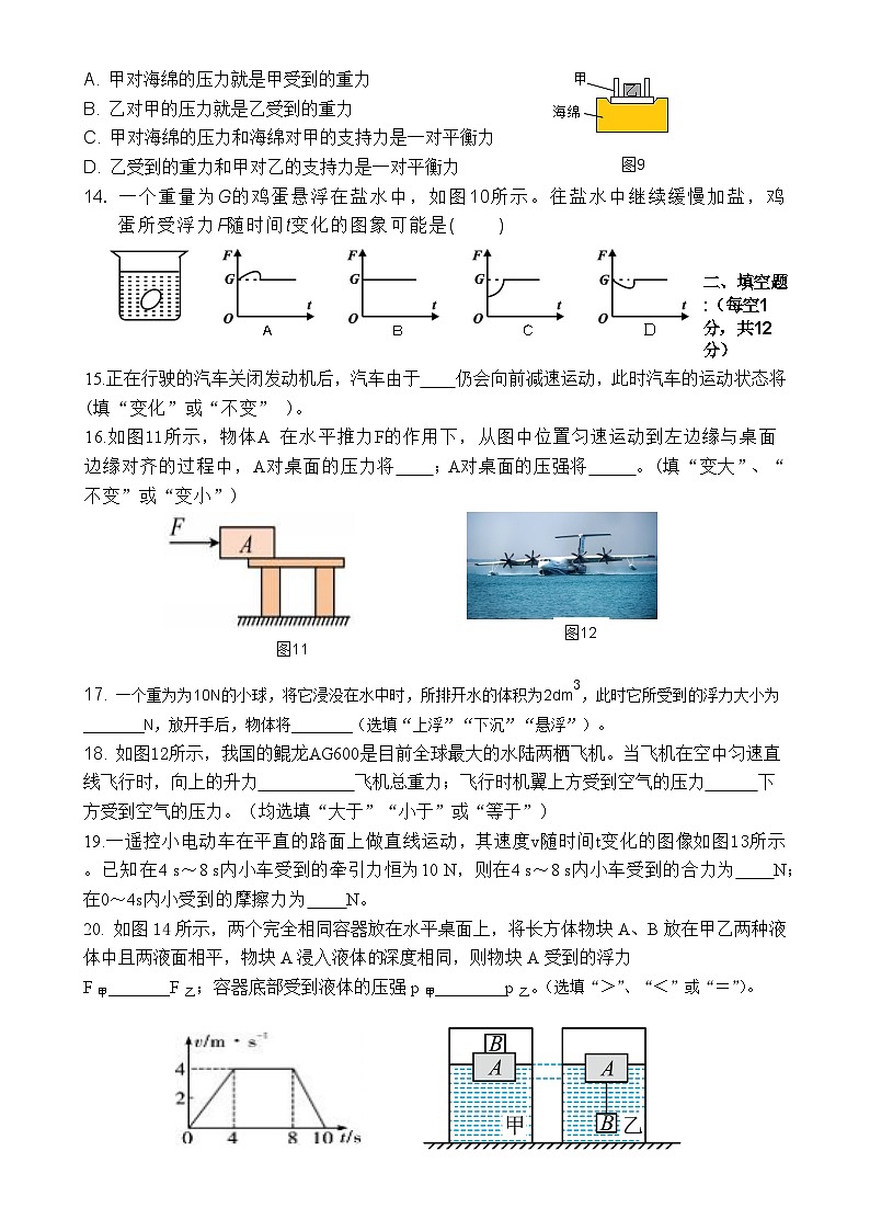 福建省漳州市诏安八年级下学期期中考试物理试题-A4第3页