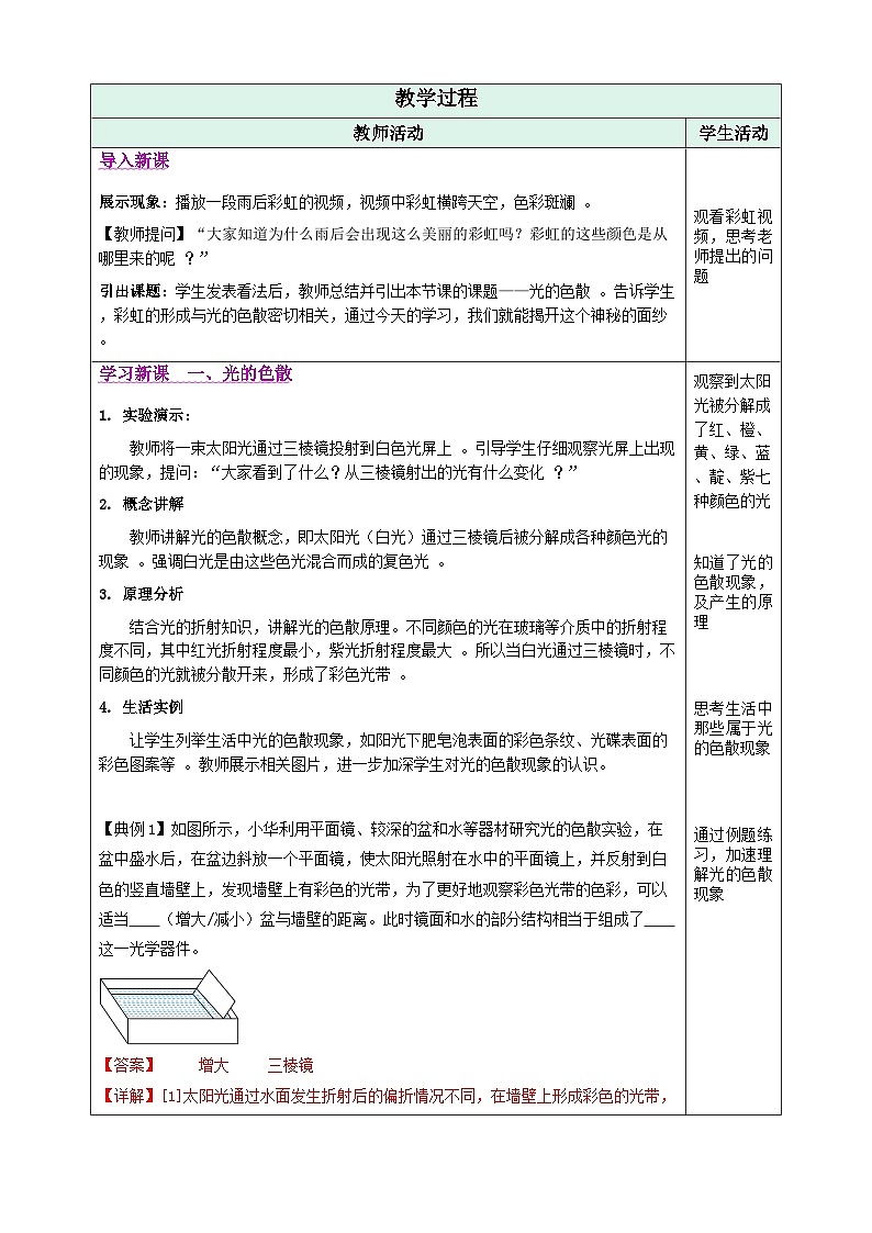 第5节   光的色散（教学设计） 初中物理人教版（2024）八年级上册第3页