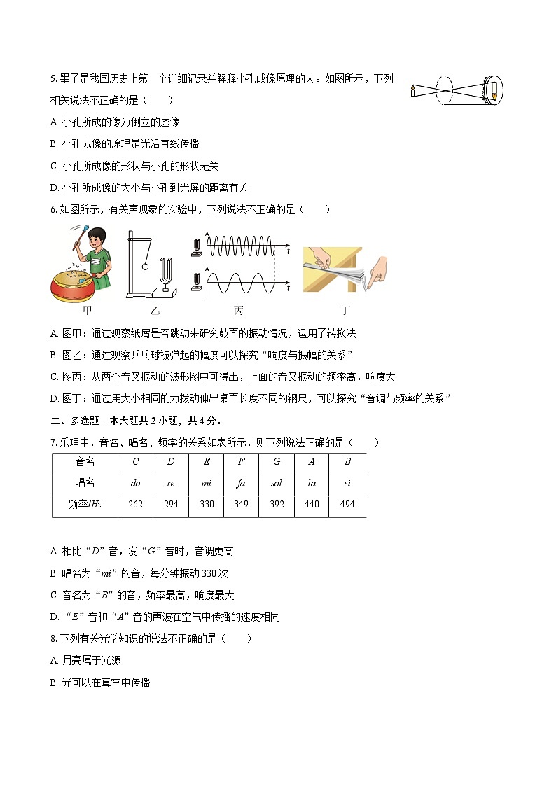 2025-2026学年河南省周口市商水县部分学校联考八年级（上）期中物理试卷-自定义类型第2页