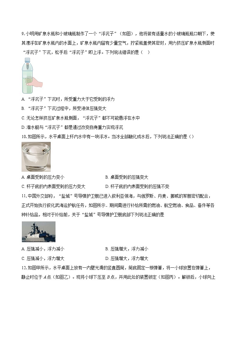 2024-2025学年江苏省苏州市高新区第一初级中学八年级（下）5月月考物理试卷-自定义类型第3页