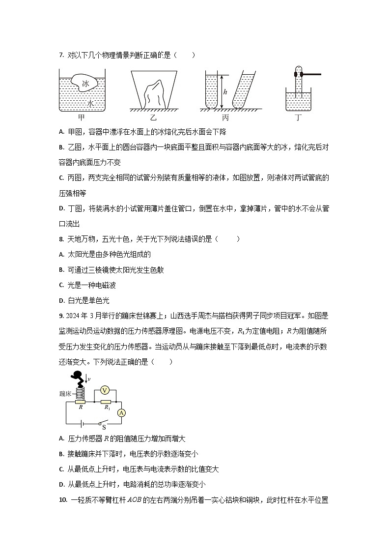 2025年黑龙江省哈尔滨市中考四模物理试卷第3页