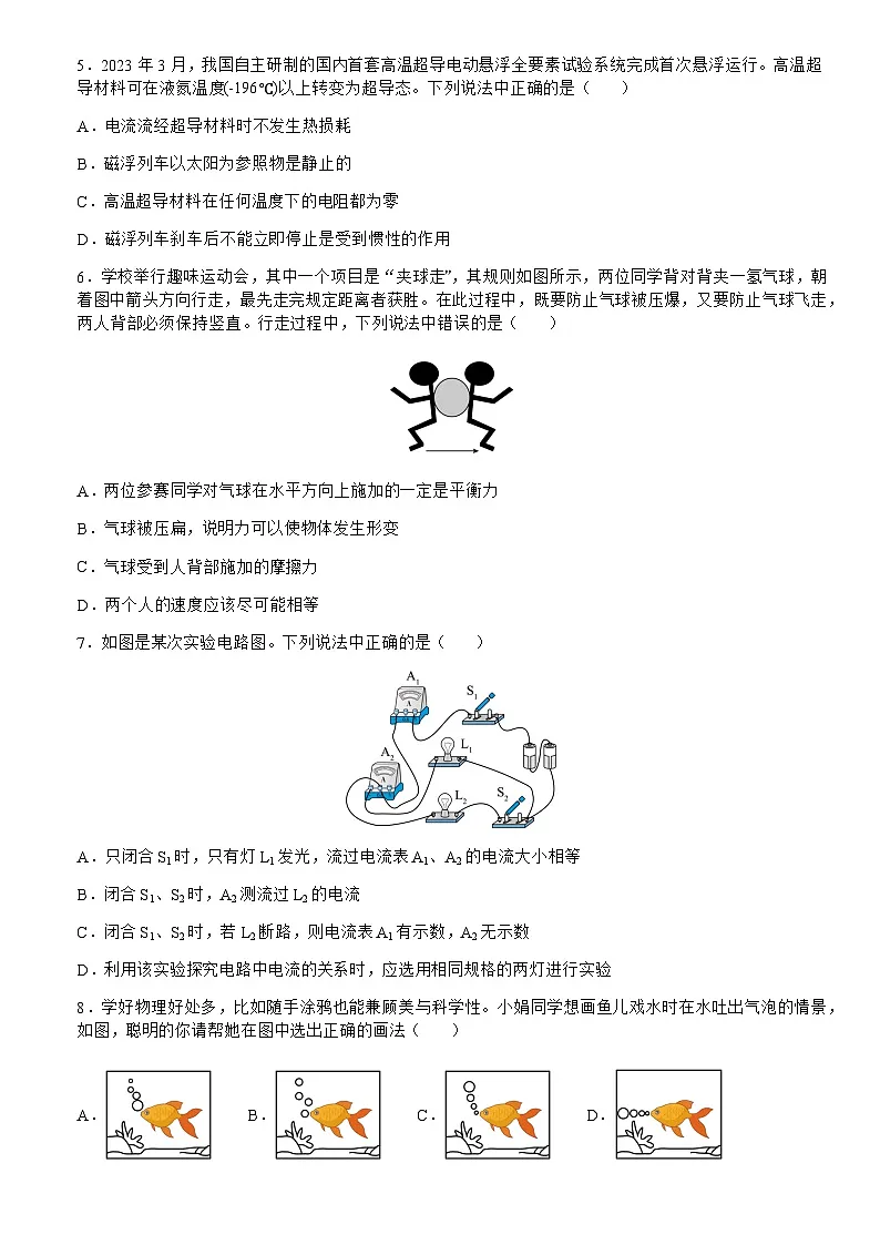 2024年中考物理（山东济南）第二次模拟考试（含答案）第2页