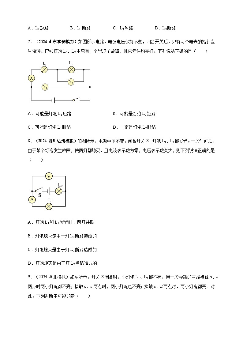 2024年中考物理真题分类汇编——电路故障问题练习（含答案）第3页