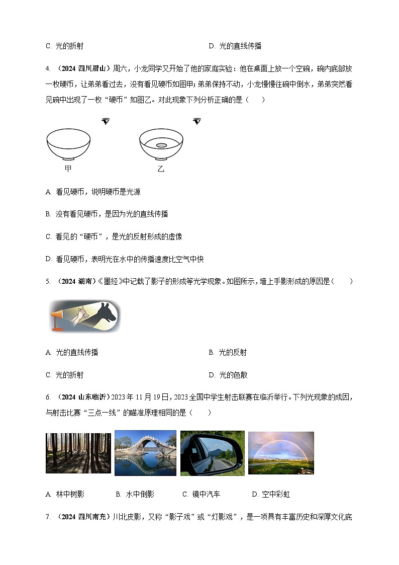 2024年中考物理真题分类汇编——光现象（含答案）第2页