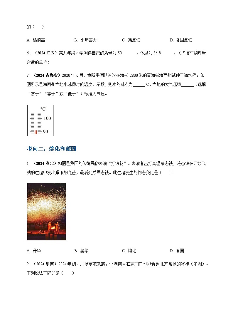 2024年中考物理真题分类汇编——温度与物态变化（含答案）第2页