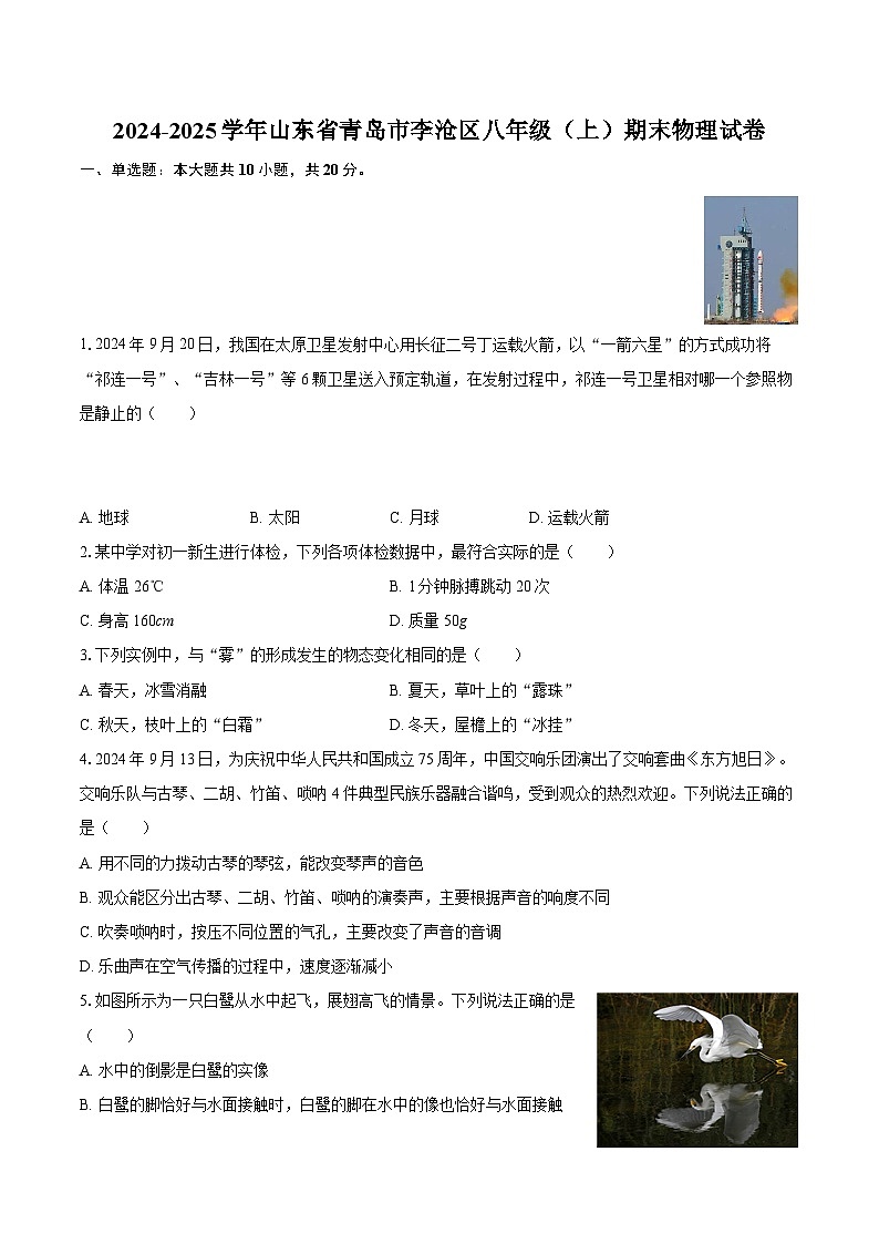 2024-2025学年山东省青岛市李沧区八年级（上）期末物理试卷-自定义类型第1页