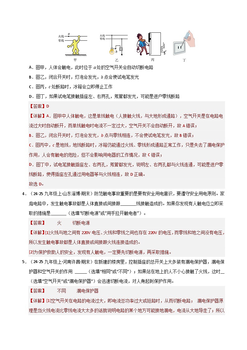 专题05 生活用电＆电与磁（期末专项训练）（解析版）第3页