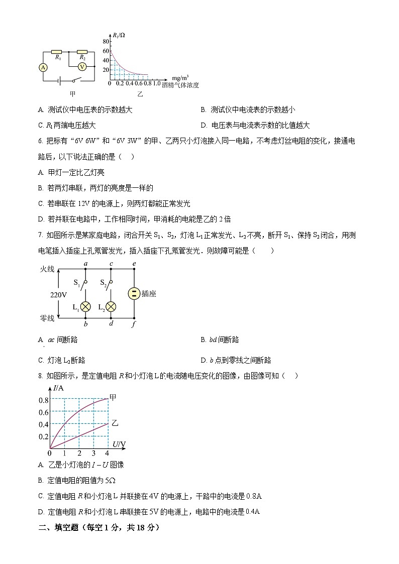 甘肃省武威市凉州区九年级上学期期末物理试题（原卷版）-A4第2页