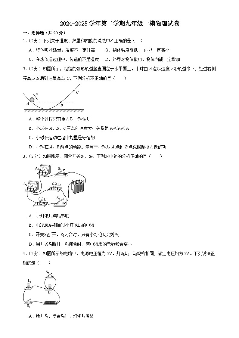 2025年甘肃省武威市凉州区武威三中教研联片中考一模物理试题-A4第1页