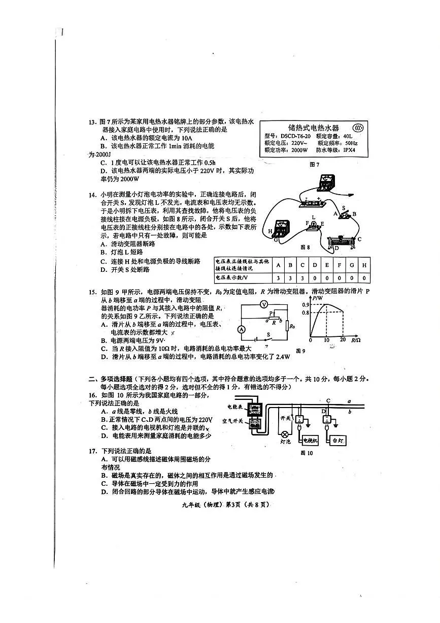 清华大学附属中学2025-2026学年九年级上学期期末考试物理模拟试卷第3页