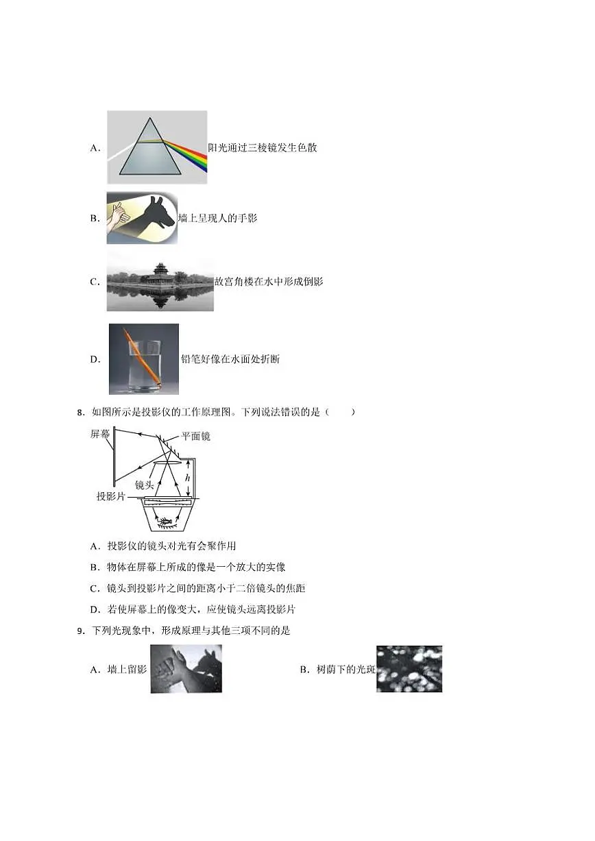 2025-2026学年四川省绵阳市涪城区八年级上学期期末联合考试物理试卷（有答案）第3页