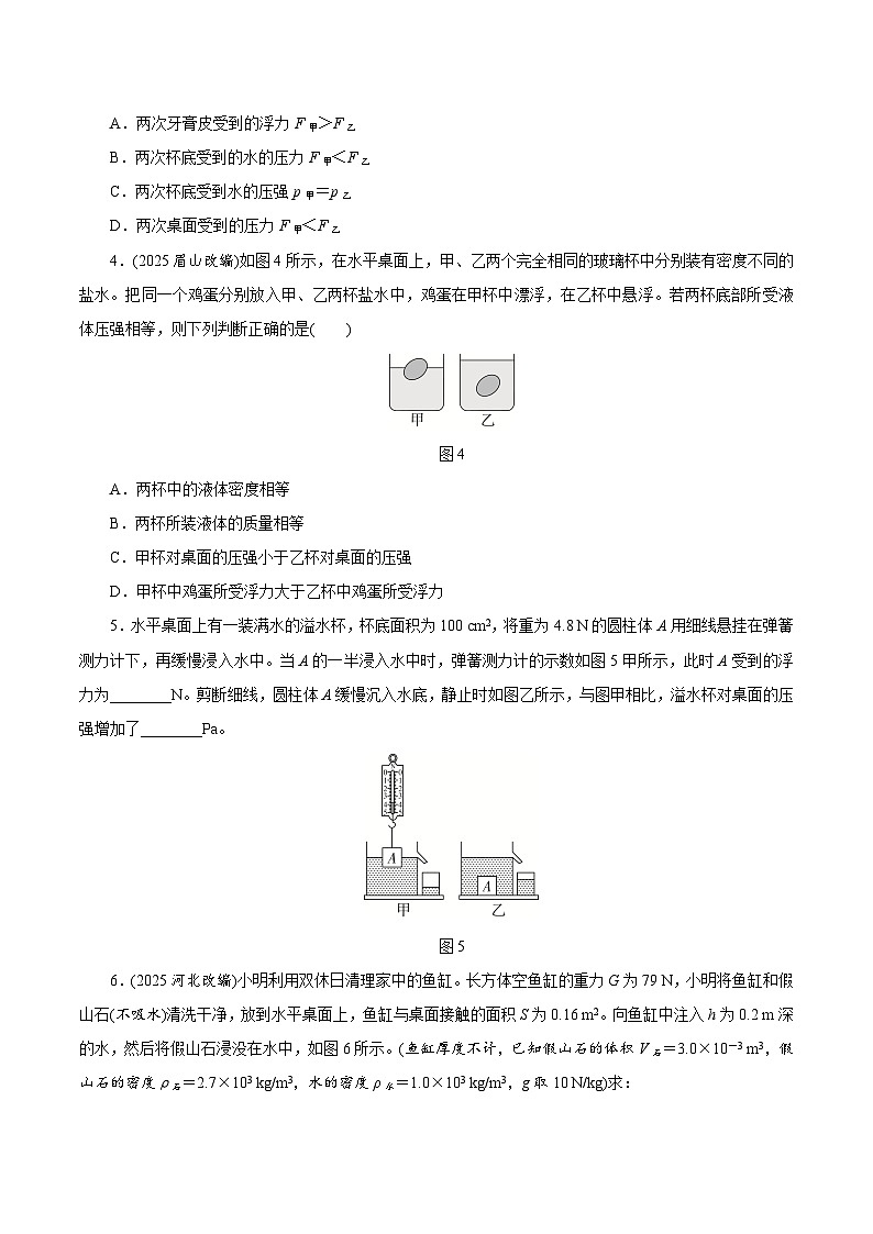 2026广西壮族自治区中考物理一轮复习优化训练-专项10　密度、压强、浮力综合（含答案）第2页