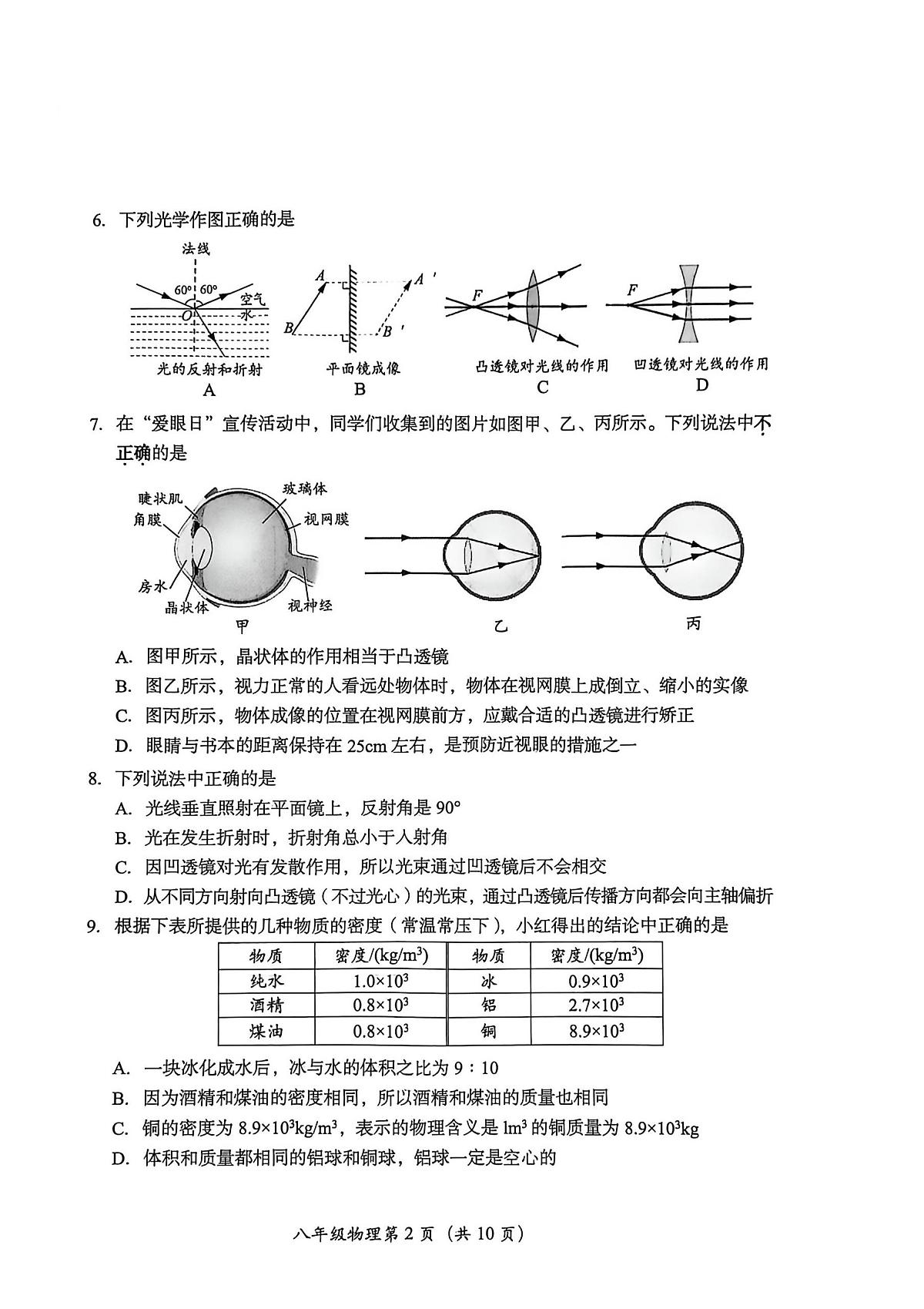北京市房山区2025-2026学年上学期八年级期末物理试题第2页