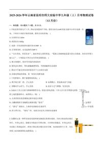 2025-2026学年云南省昆明市盘龙区云师大实验中学盘龙学校九年级上学期12月月考物理试卷（有解析）