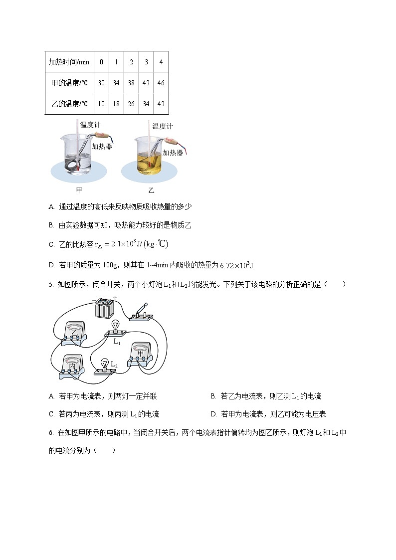 湖北省黄冈市部分学校2025-2026学年九年级上学期（12月）月考物理试题（附答案）第2页