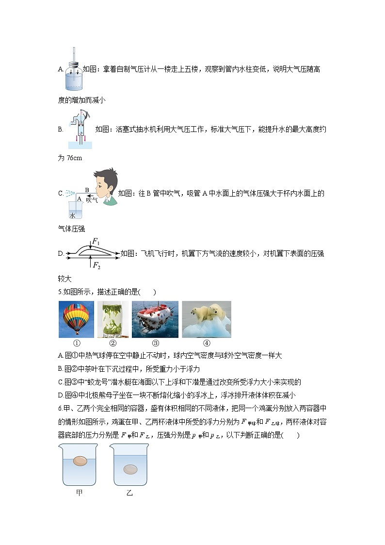 2024-2025学年湖北省武汉市八年级下学期6月月考物理试卷（学生版）第2页