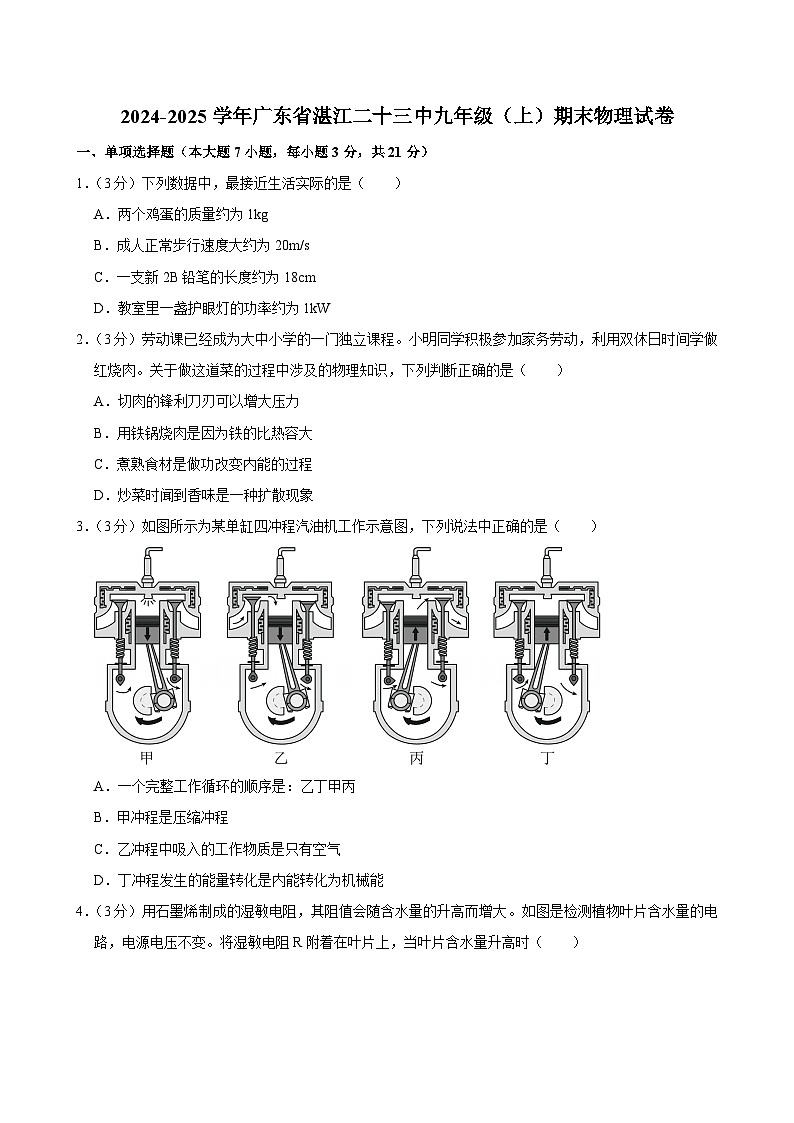 2024-2025学年广东省湛江二十三中九年级（上）期末物理试卷(含详细答案解析)第1页