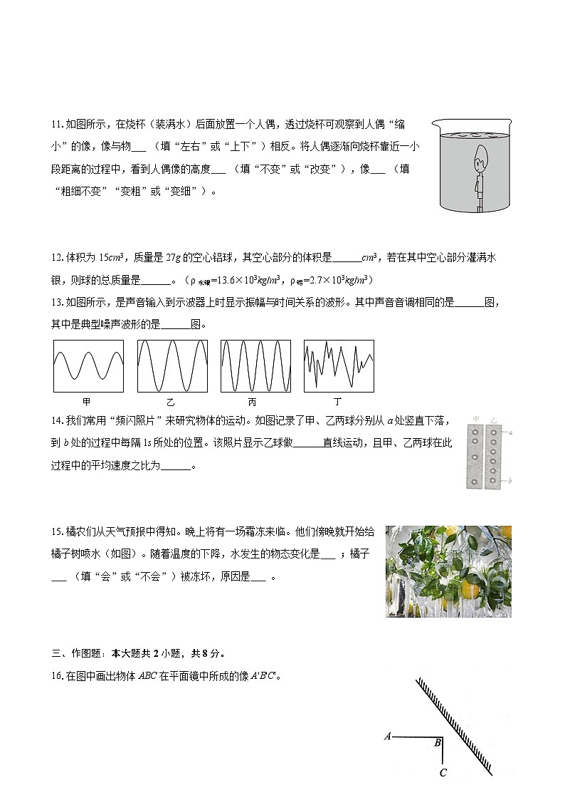 2025-2026学年甘肃省陇南市八年级（上）期末物理试卷-自定义类型第3页