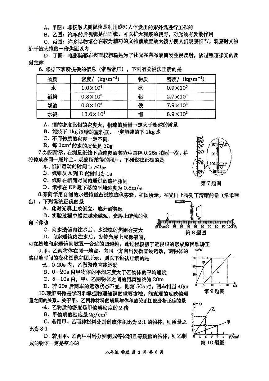 陕西省西安高新第一中学2025~2026学年八年级上学期期末考试物理试题第2页