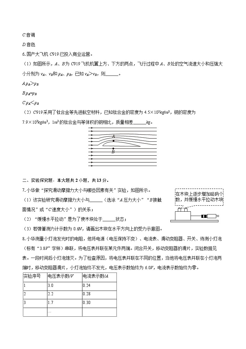 2026年上海市闵行区中考物理一模试卷-自定义类型第2页