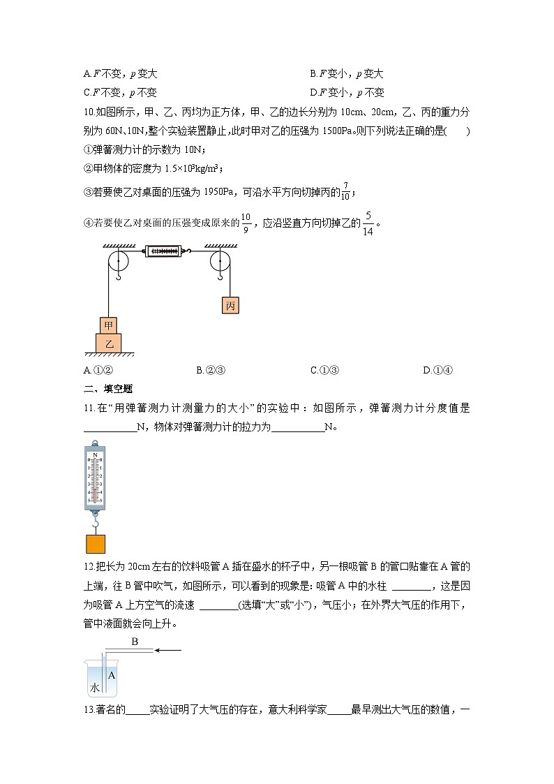 2024-2025学年河北省邯郸市八年级下学期期中考试物理试卷（学生版）第3页