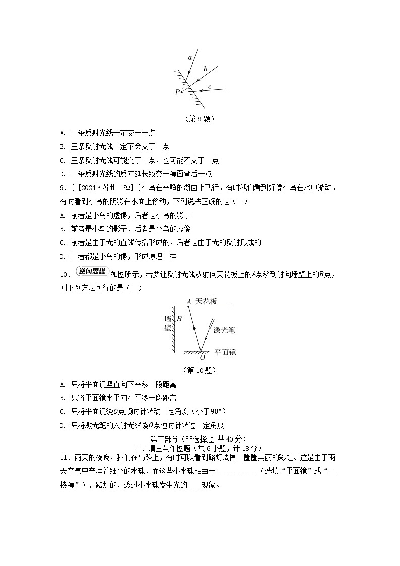 陕西省2025八年级物理上册第二章光现象学情评估试卷（附解析苏科版）第3页