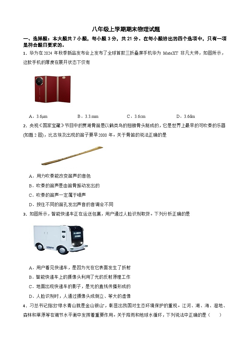 广东省潮洲市饶平县2025年八年级上学期期末物理试题附答案第1页