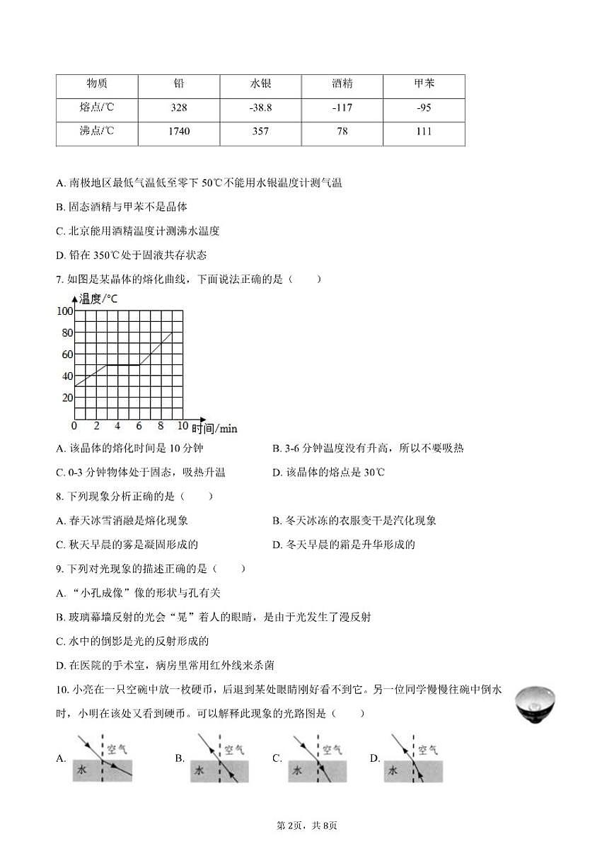 2024-2025学年湖南省衡阳市衡山县八年级（上）期末物理试卷（有答案）第2页