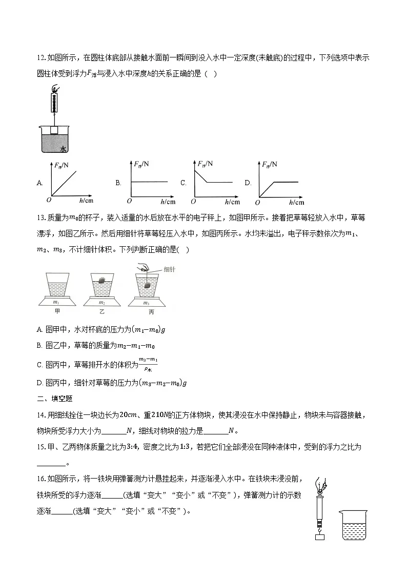 10.2 阿基米德的原理-同步训练2024-2025学年人教版八年级下册物理练习题（含答案+解析）第3页